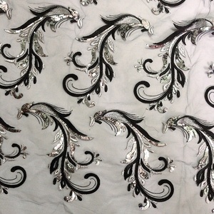 Sản xuất Màu Đen Thêu sequined <span class=keywords><strong>Net</strong></span> ren đính cặp may lt2573a - Product Image 3