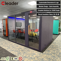 Modern Soundproof Meeting Pod 4-8 Person Acoustic Conference Booth Movable Private Meeting Room with Ventilation System