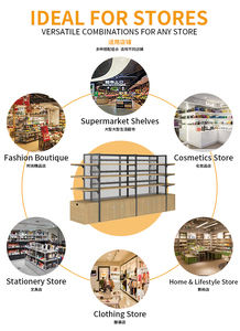 Espositore Personalizzato in Legno e Metallo per Mini <span class=keywords><strong>Market</strong></span>, Scaffale Gondola per Negozi in Vendita - Product Image 5