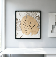 Décoration murale en feuilles de Monstera en pâte à papier 3D faite à la main - Décoration murale texturée en fibres naturelles pour le salon