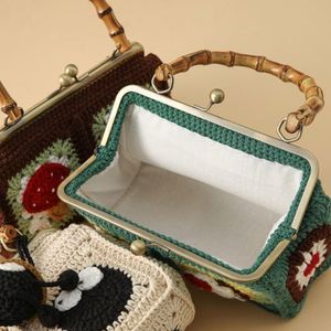 Custom Hand-Woven Gold Bamboo Crochet Bag Internet Celebrity Popular Mushroom Gold Ice for Cream Fashion <b>Accessory</b> - Product Image 5