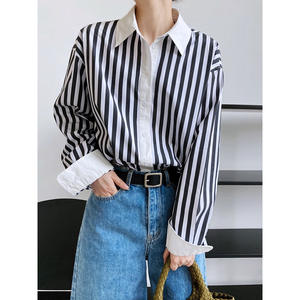 2023 autunno autunno OEM produttore Fashion Office elegante cotone Plus Size camicia coreana camicetta da donna <span class=keywords><strong>blu</strong></span> <span class=keywords><strong>e</strong></span> <span class=keywords><strong>bianca</strong></span> pura - Product Image 4