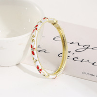 Bracelet jonc vintage en émail cloisonné pivoine, style chinois, ouverture à ressort, idéal pour cadeau de voyage ou de fête, vente en gros