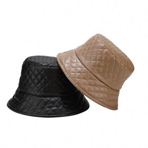 <b>Small</b> Plaid Leather Fisherman Hat Simple Art Casual Outdoor Sun Protection Distressed Custom <b>Bucket</b> Hat - Product Image 6