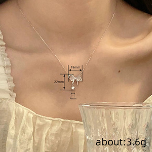Bowknot Moonstone Style Pendant Necklace for Women Fashion Jewelry Daily Wear <b>Gift</b> - Product Image 4