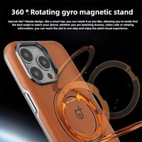 Étui en cuir avec support magnétique rotatif pour iPhone 17 Pro Max 16 Plus 15 14 13 12 Pro, coque de protection plaquée avec protection d'objectif