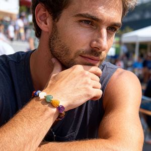 Trendy Heart-Shaped Colorful Natural Stone Beaded Unisex <b>Bracelet</b> TRYME Brand Ready to Ship (RTS) for Party/Wedding Occasions - Product Image 1