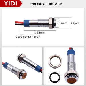 Светодиодный индикатор 6В 12В 24В 110В 220В с плоской металлической головкой 6 мм, IP65, для мотоциклов, автомобилей, велосипедов, сигнальная лампа, поворотник, боковой свет, сигнализация - Product Image 2