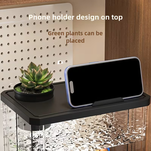 Desktop <span class=keywords><strong>Aquarium</strong></span> Kit, Vierkante Acryl Viskom met Plantenhouder, Mini Eco Tank, Niet-opgeladen tafelblad Aquascaping Set - Product Image 5