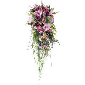Bouquet de mariée cascade orchidée violette et rose, arrangement floral en cascade pour mariage, fuite de noces et décoration d'ambiance - Product Image 5