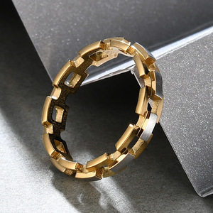 Anillo geométrico de oro de 5 mm con diseño hueco para mujer, regalo de joyería de moda - Product Image 4