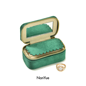 Tùy Chỉnh Nhung Hộp Đồ Trang Sức Mini Xách Tay Nhẫn Lưu Trữ Đồ Trang Sức Box Với Gương Ngọc Bảo Đá Quý Nhẫn Hộp Đồ Trang Sức Tổ Chức - Product Image 2