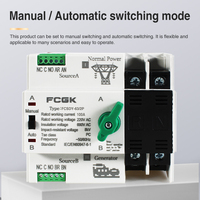Interrupteur de transfert automatique double alimentation ATS 110V/220V 63A/100A, interrupteur métallique industriel électrique 50/60Hz PC
