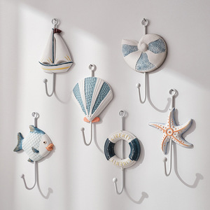 Ocean Mediterranean Style <b>Wall</b> <b>Hooks</b> Set 9 Animal Shape Durable <b>Wall</b> Mounted Coat Rack Decor - Product Image 2