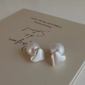 Pendientes de Perlas de Imitación de Moda Coreana Vintage, con Forma de Corazón Grande y Simple, para Mujeres y Niñas - Product Image 3