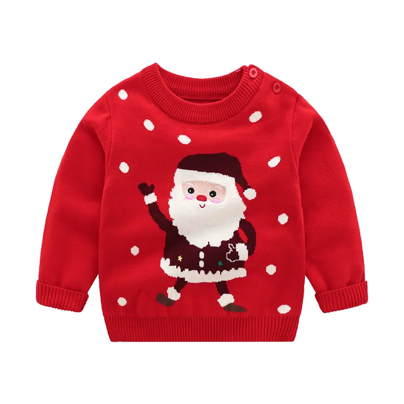 custom 100% cotton cartoon double jacquard kids ugly christmas sweater knit jumpers unisex christmas sweaters for kids