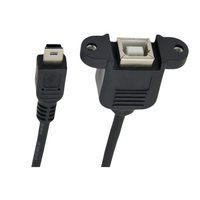 Prise femelle USB 2.0 B vers mini câble mâle USB 5 p 5 broches câbles de données blindés pour appareil photo et imprimante d'ordinateur montage sur panneau