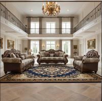 Nouvel ensemble de canapés sectionnels en tissu marron, design traditionnel européen, rembourrés carrés, pour salons d'hôtels et de villas