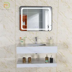 Сантехника в скандинавском стиле, настенная сланцевая раковина, светодиодное зеркало, шкафчик для ванной комнаты, оптом