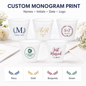 Gobelets jetables en PP givré de 9 oz pour mariage, personnalisables avec monogramme, nom, logo, sans BPA, recyclables, résistants au congélateur, pour boissons froides, pour fêtes - Product Image 2