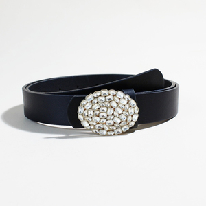 Cintura in Pelle Vegana Lucida per Donne con Fibbia in Strass, Regolabile e Sottile, per Jeans, Abiti e <span class=keywords><strong>Pantaloni</strong></span> - Product Image 5