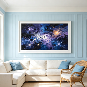 Arte Astronómico Texturizado Art Deco que Representa un Paisaje Celestial con Pinceladas Dinámicas, Nebulosa Fluida y Energía, Altamente Coleccionable - Product Image 2