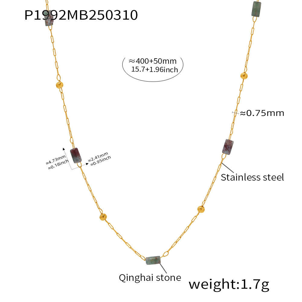 P1992- Golden Qinghai Stone necklace, 40+5cm