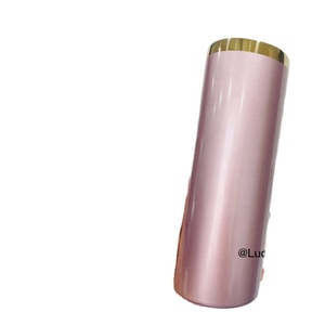 Vaso Tumbler Delgado y Recto de 20oz y 30oz, Color Rosa Brillante, con Base Dorada Espejada, para Sublimación y Grabado Láser, Disponible en Almacén de EE. UU. - Product Image 2