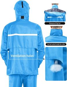 Hot Selling High Visibility Hiking Motorcycle Bicycle Rider Waterproof Windproof Breathable Portable Polyester <b>Rain</b> Suit - Product Image 4