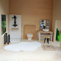 Miniature en bois : mobilier de salle de bain, petite toilette en bois pour jeu d'imitation dans la salle de bain, idéal pour la décoration de chambre.