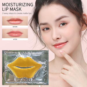 Mascarilla hidratante de colágeno para dormir, máscara de parche labial orgánico de marca privada, nutritiva, color rosa y dorado - Product Image 3