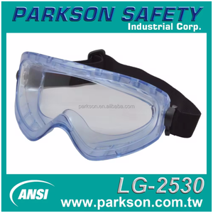 แว่นตานิรภัยกันกระแทกมาตรฐาน ANSI Z87.1 กรอบพีวีซีสีน้ำเงิน น้ำหนักเบา ขนาดใหญ่ ป้องกันฝ้า - Product Image 3