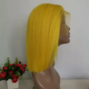 Yellow 13x4 13x6 Transparent Lace Frontal Bob Wig Brazilian Hair