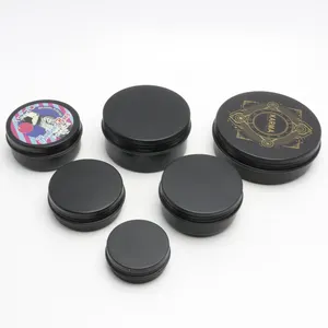 10g 50g 60g 100g 120g Custom Metall schwarz Aluminium Blechdose Gläser für Kerzen wachs Shampoo Bartöl jar-AN22