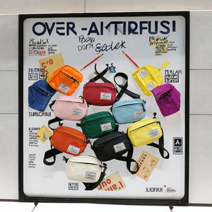 Sac bandoulière unisexe en toile avec fermeture éclair, motif lettres et bonbons, couleur unie, léger, tendance, pour voyage - Product Image 3