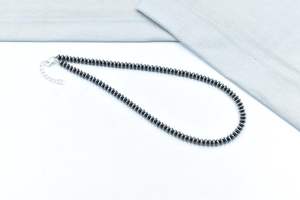 Collar de Perlas con Cuentas de Plata de Ley de 6 mm Hecho a Mano, 14'' de Largo - Product Image 3