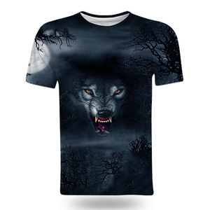 Camiseta de Manga Corta para Hombre, Corte Regular, Estampado Digital 3D con Diseño de Lobo, Tejido de Punto, Ropa de Verano - Product Image 5