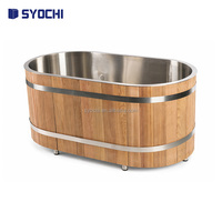 Baignoire de trempage à froid de luxe en acier inoxydable avec finition bois pour spa, bien-être, hôtel, centre de récupération, usage commercial