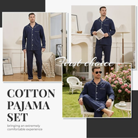 Ensemble de pyjama moderne pour homme 100% coton tissé, doux, léger, respirant, boutonné, avec poches, lavable en machine, 2 pièces, vêtements de détente