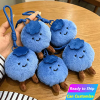 Gantungan Kunci Boneka Blueberry Tersenyum Custom Grosir, Figur Buah Boneka Isi Dakron, Hiasan Gantungan Ransel, Kado Ulang Tahun