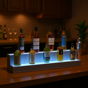 Moderno Estante Iluminado con LED para Botellas de Licor, 37 Pulgadas, Gris, Juego de Servicio de Bebidas para Bar, Estante Iluminado para Fiestas en Casa - Product Image 2