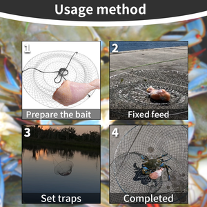 Filet de pêche pliable portable en acier inoxydable pour crabe homard et piège à écrevisses - Product Image 3