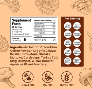 QST-085 OEM 개인 라벨 Ganoderma 커피 인스턴트 Reishi 버섯 커피 추출물 분말 유기농 라이온스 갈기 버섯 커피 - Product Image 3