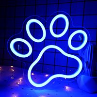 Signes néon LED chat chien mignon carlin chiens pattes lumières pour décoration murale alimenté par USB pour chambre à coucher décoration de chambre d'enfants