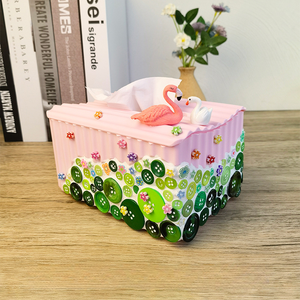 Kit de matériaux pour boîte à mouchoirs en mosaïque de verre DIY, artisanat créatif, interaction parent-enfant, décoration de la maison, cadeau pour la Saint-Valentin, Nouvel An - Product Image 4