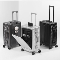 Valise à roulettes tout aluminium 20 pouces, bagage cabine multifonction, coque rigide approuvée par les compagnies aériennes, roues à 360 degrés