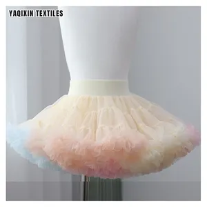 Guangzhou Manufacturer New Arrival Children Girls Sweet Princess Tutu Skirt Pettiskirts Tulle Ruffle Mesh Skirt