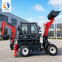 LUYU Traktor Penggerak Tanah Diesel 4x4 yang Dapat Diderek, Dilengkapi Front Loader dan Backhoe untuk Pertanian
