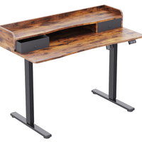 Bureau debout électrique réglable en hauteur avec double tiroir grande table d'ordinateur de bureau avec étagère de rangement bureau assis
