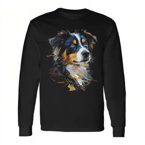 T-shirt à manches longues pour chien berger australien aux yeux bleus, design artistique pour animaux de compagnie - Product Image 2